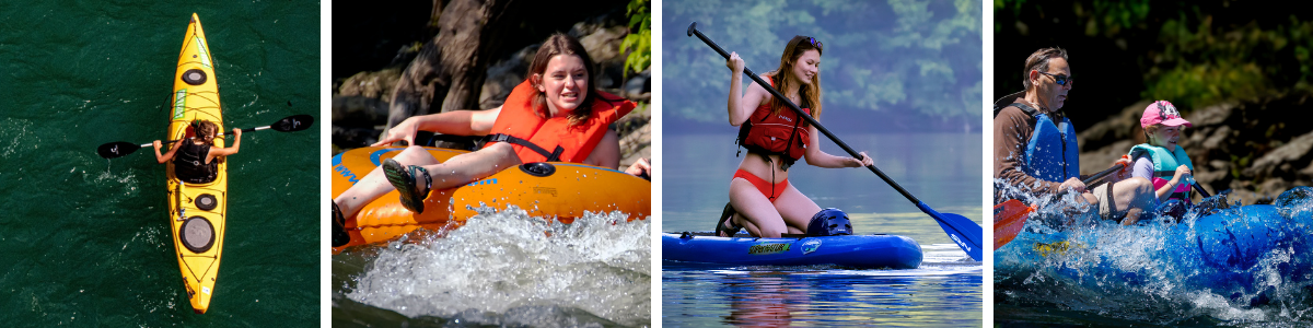 Collage of river trips.