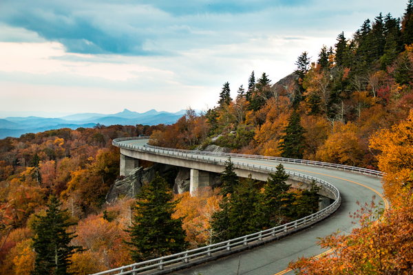 A shot of the Blue Ridge Parkway in the fall