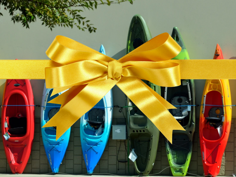 Kayaks with a bow on them - the best gifts for kayakers and paddlers