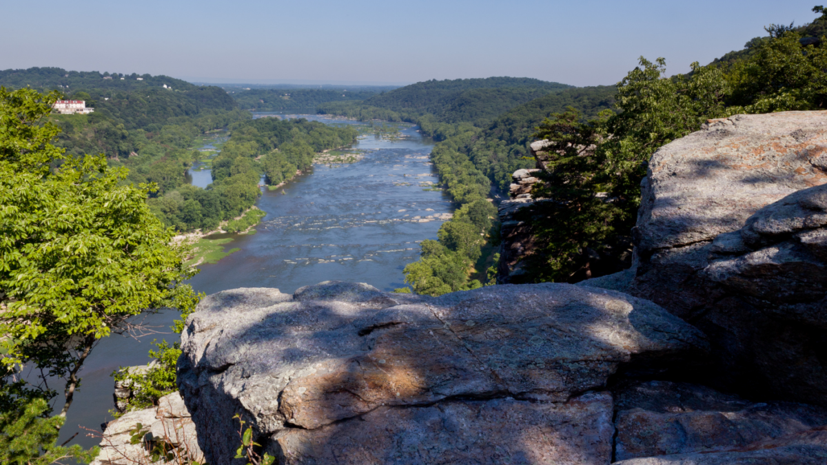 the Shenandoah River with a view from the top of a cliff
