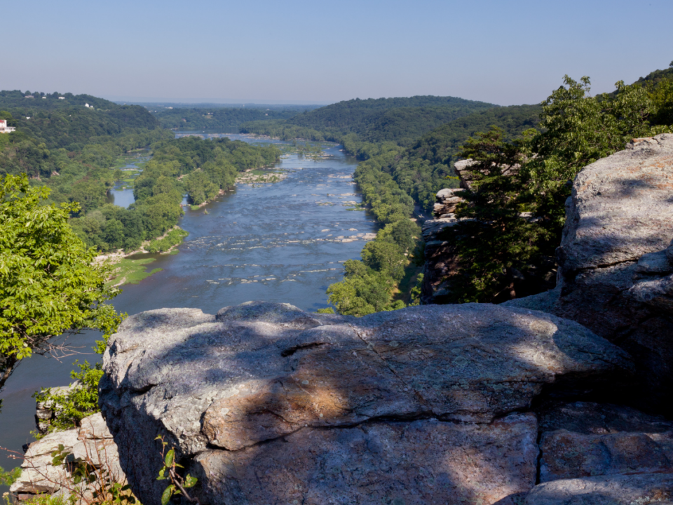 the Shenandoah River with a view from the top of a cliff